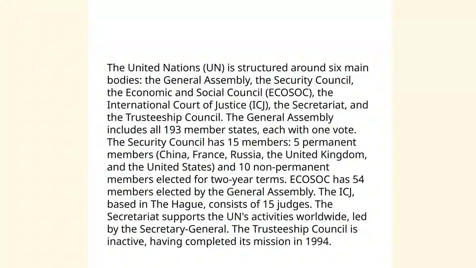 International organizations. UN and its role 4