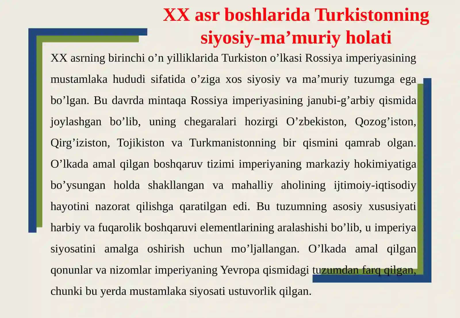 Turkiston XX asr boshlarida (1900-1917 yillar) 4
