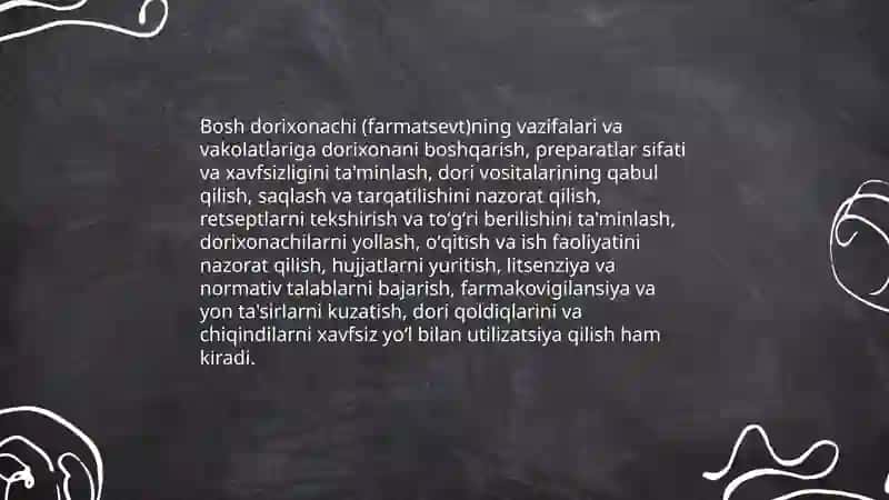 Dorixonada ishlovchi xodimlar vazifalari va shtatlari 4