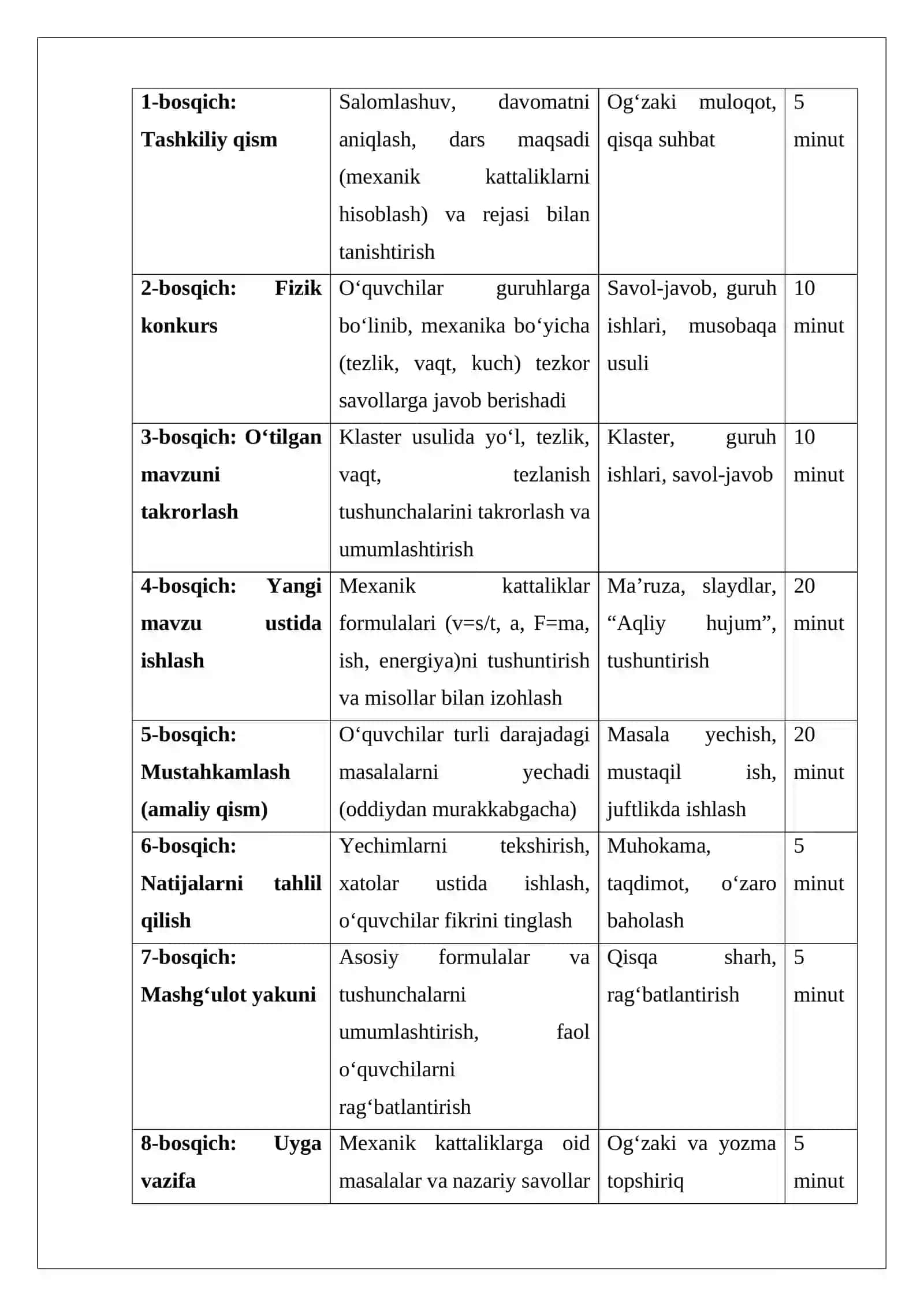 Mexanikaning asosiy kattaliklarini hisoblash (masalalar yechish). 4