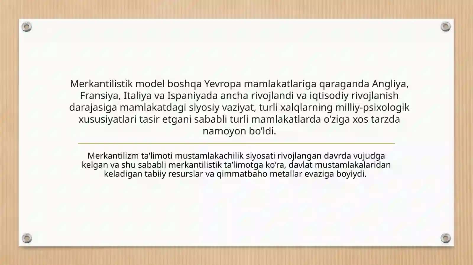 TURLI MAMLAKATLARDA MERKANTILISTIK IQTISODIY TA’LIMOTLAR 4