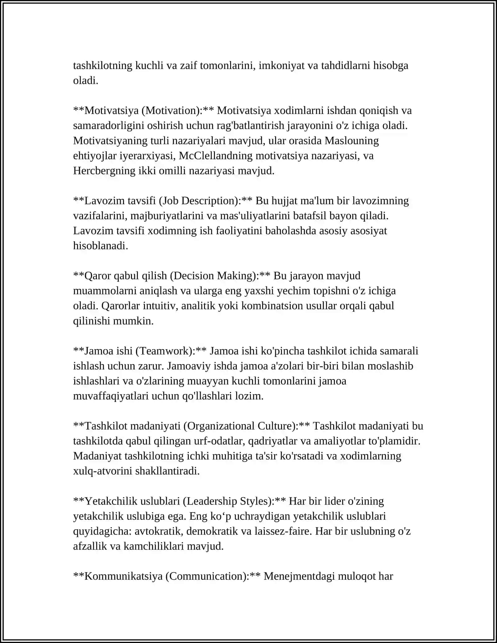 MENEJMENT HAQIDA MALUMOTLAR KIRITISH ZARUR INGLIZCHA 4