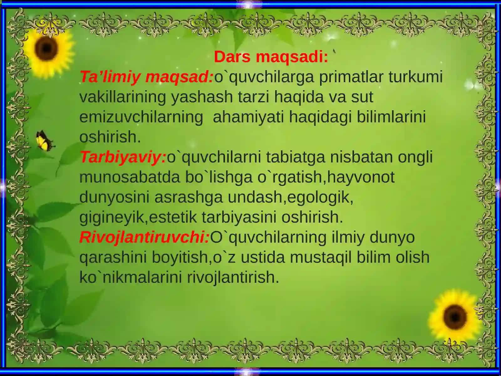 Primatlarturkumi. Sutemizuvchilarningahamiyati. O`smirlikdavriningpsixologik o`zigaxosligivaularningshaxslararo munosabatlardanomoyonbo`lishi 4