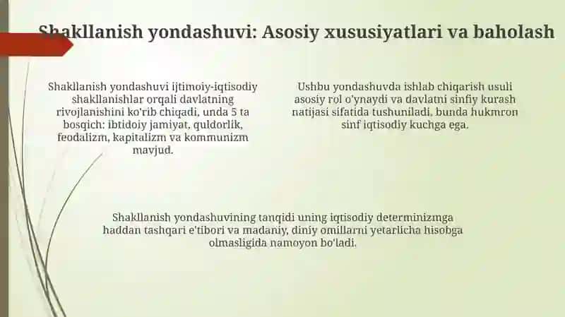 Davlat tipologiyasi 2 turi ( Formatsiyaviy va Sivilizatsiyaviy yondashuvi) 4