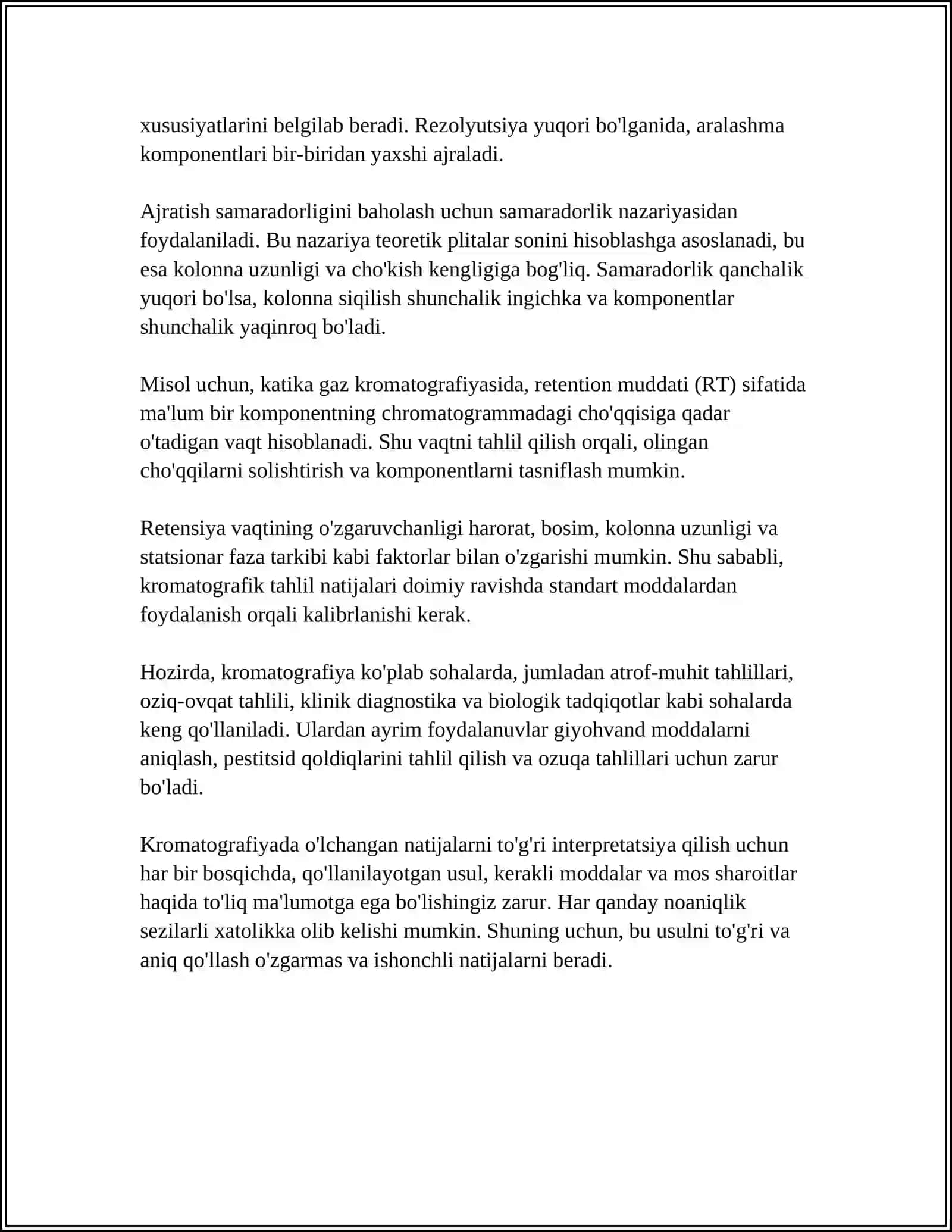 XROMATAGRАFIYANING TIBBIY IZLANISHLARDAGI IMKONIYATLARI 4