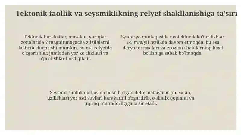 To'rtlamchi davr relyef komplekslari (Nanay, Mirzacho'l va Sirdaryo) 4