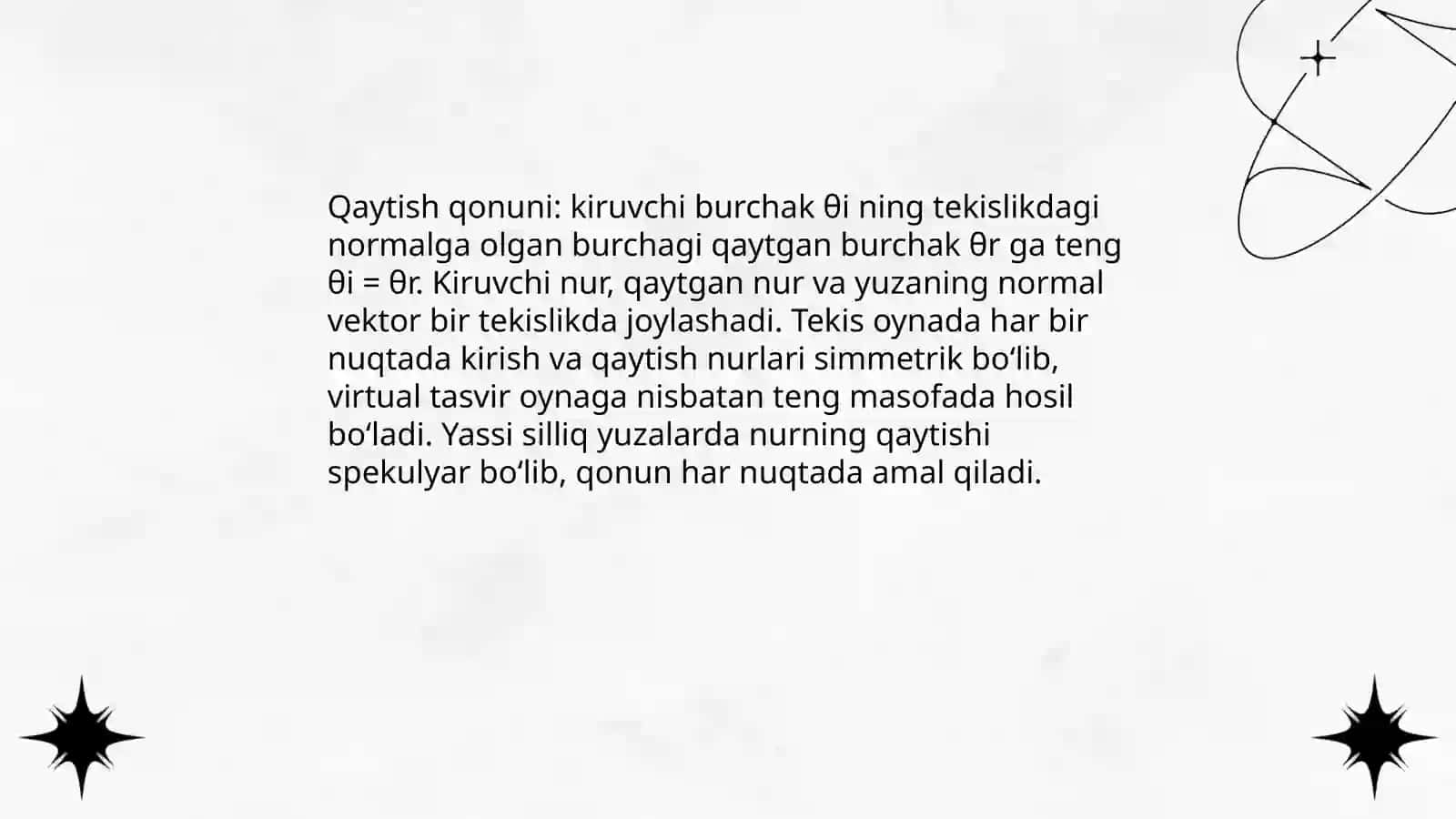 Yorug'likning qaytishi va sinishi qonunlari 4
