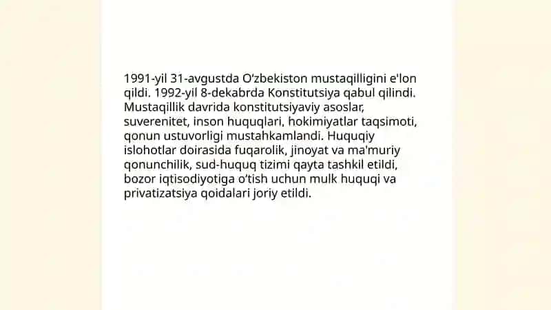 Oʻzbekistonning oʻziga hos istiqloli va tarqqiyot yuli 4