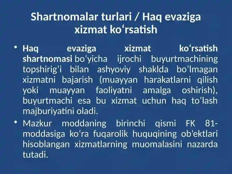 Haqevazi ga xizmat ko`rsatish shartnomasi 4