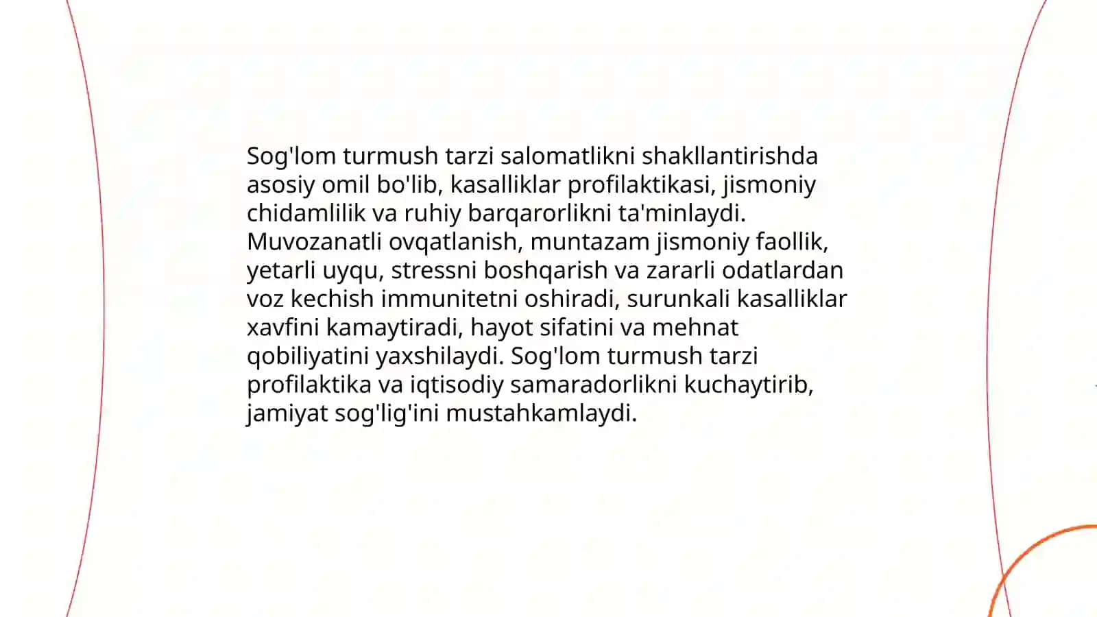 Sog'lom turmush tarzi va uning salomatlikni shakllantirishdagi ahamyati 4