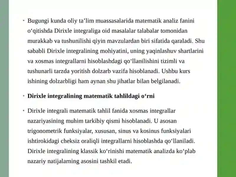 Xosmas integrallar va Dirixle integrali hisoblashi 4
