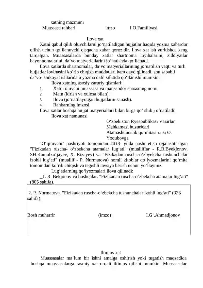 Xizmat yozishmalari 4