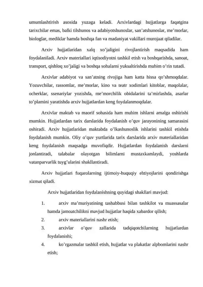 Arxiv hujjatlari sharhi va hujjatlaridan foydalanishning maqsad va shaklari 4