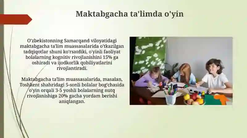 Maktabgacha taʼlimda oʻyin va oʻrganishning ahamiyati Aydana 4