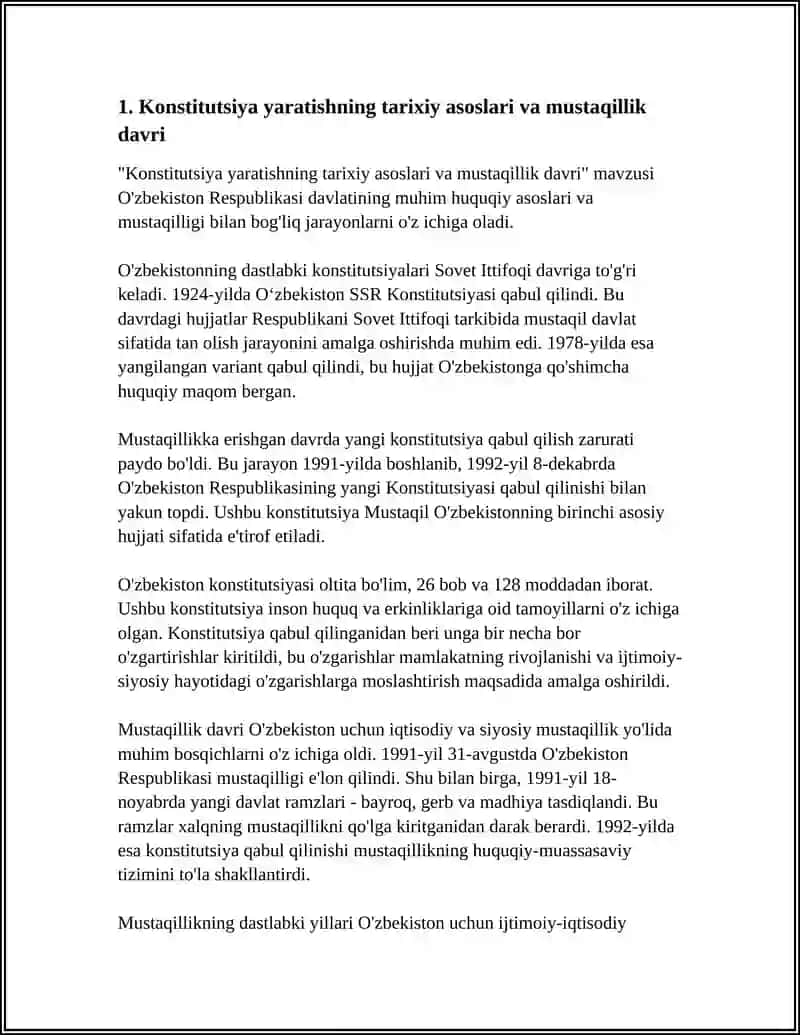 O'ZBEKISTON RESPUBLIKASINING KONSTITUTSIYASINI YARATISH JARAYONLARI 4
