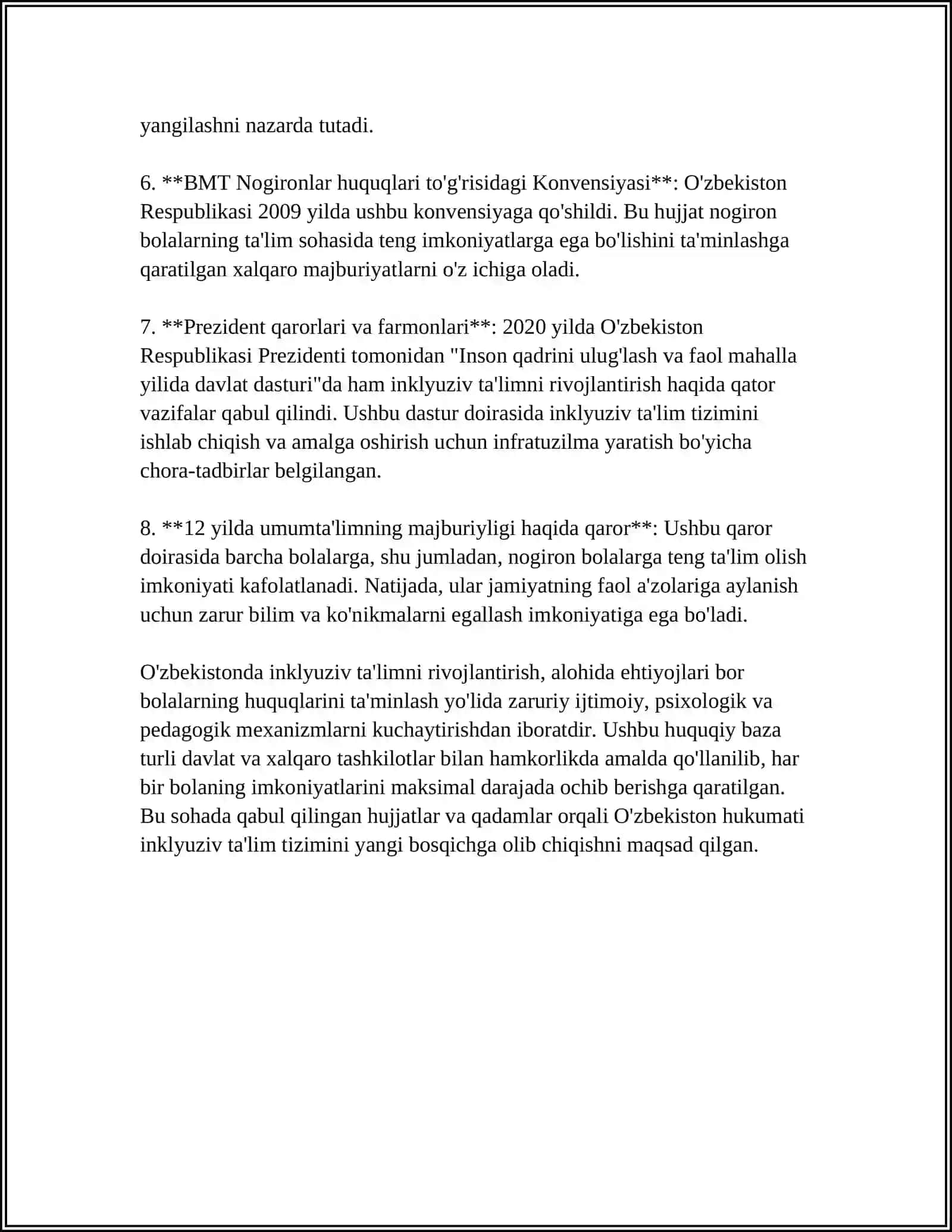 O'ZBEKISTON RESPUBLIKASIDA INKLYUZIV TA'LIMNI QO'LLAB-QUVVATLASHNING XUQUQIY ASOSLARI 4