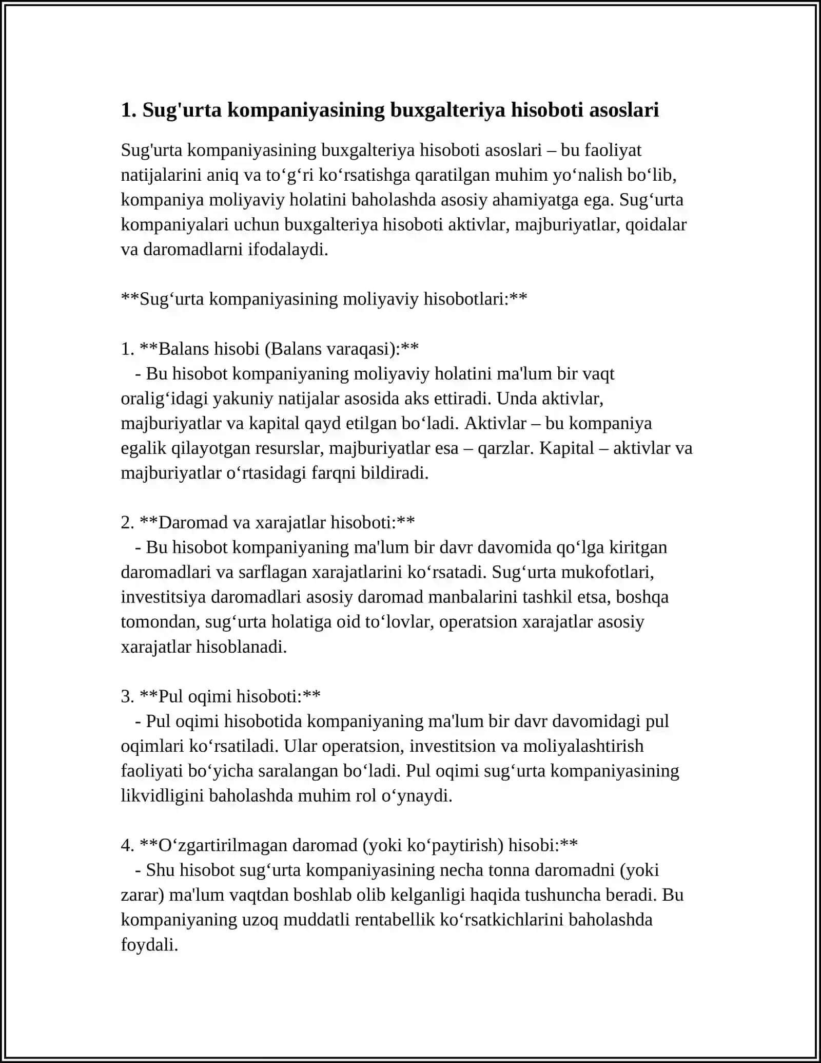 Sug'urta kompaniyasining buxgalteriya hisoboti asoslari 4