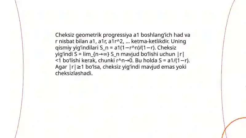 Geometrik progressiyaning yigindisi 4