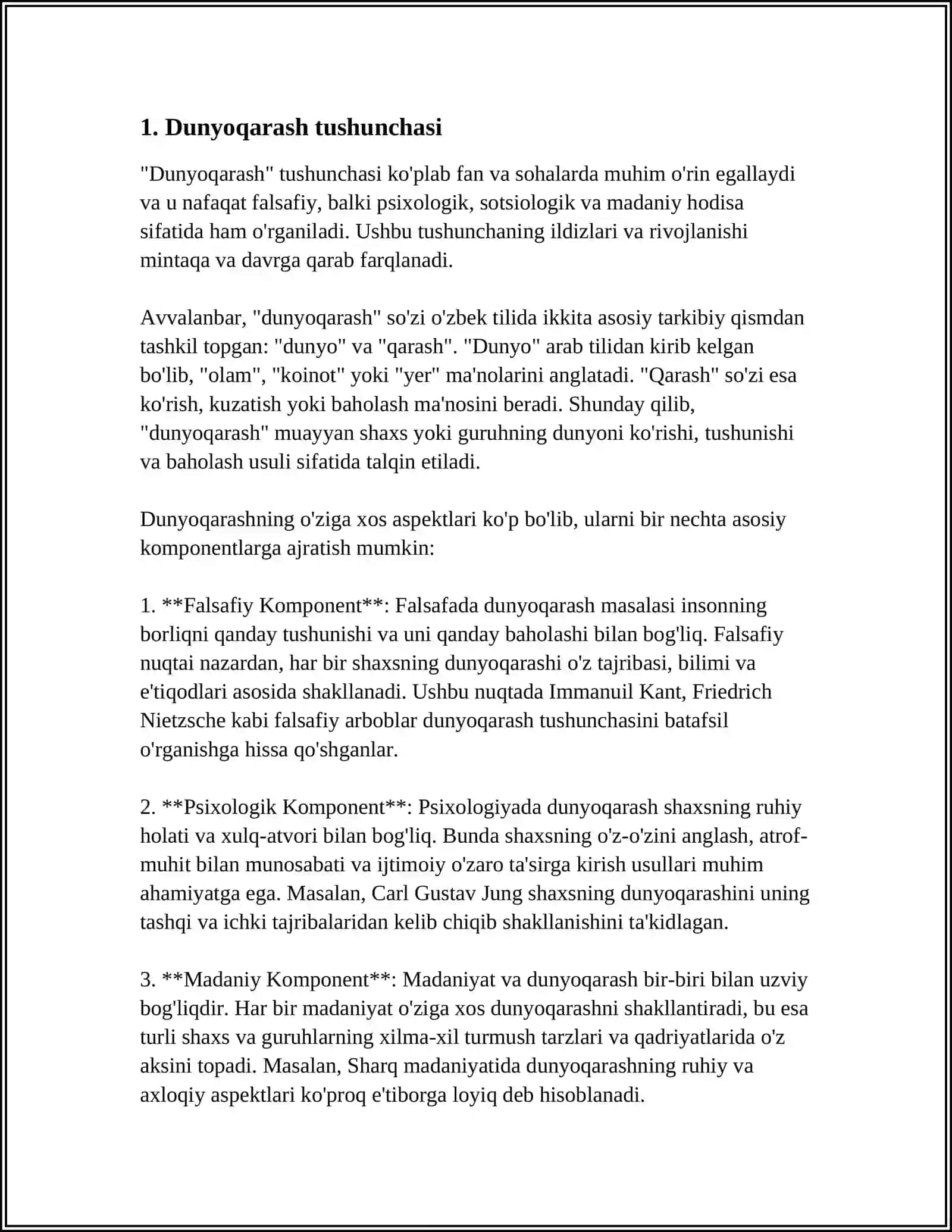 DUNYOQARASHNING MOHIYATI, TUZILISHI VA SOSIY FUNKSIYALARI 4