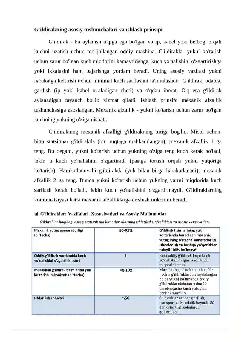 G'ildiraklarning asoslari: vazifalari, xususiyatlari va turlari 4