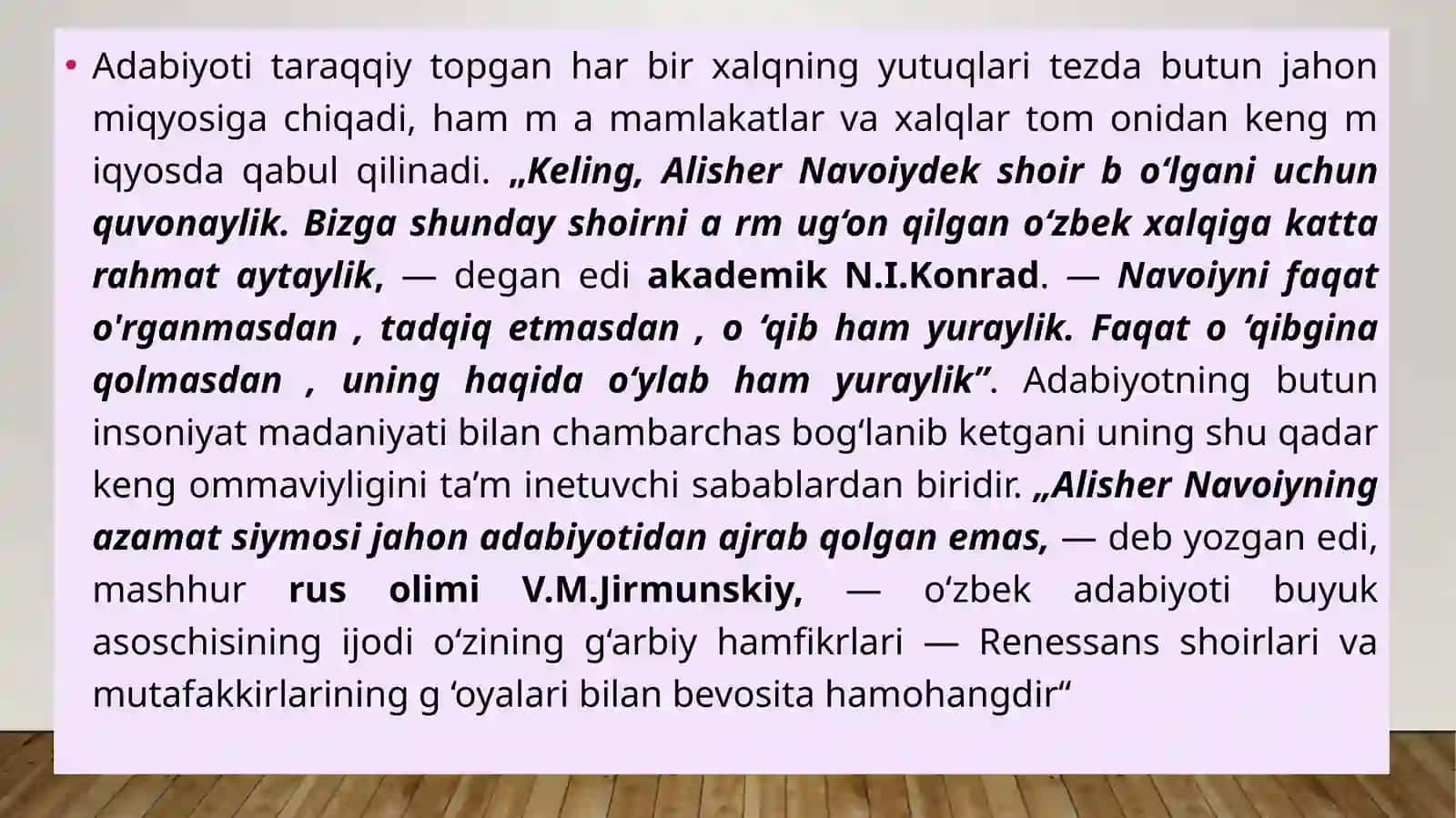 Navoiyning o‘zbek adabiyoti taraqqiyotidagi o‘rni 4