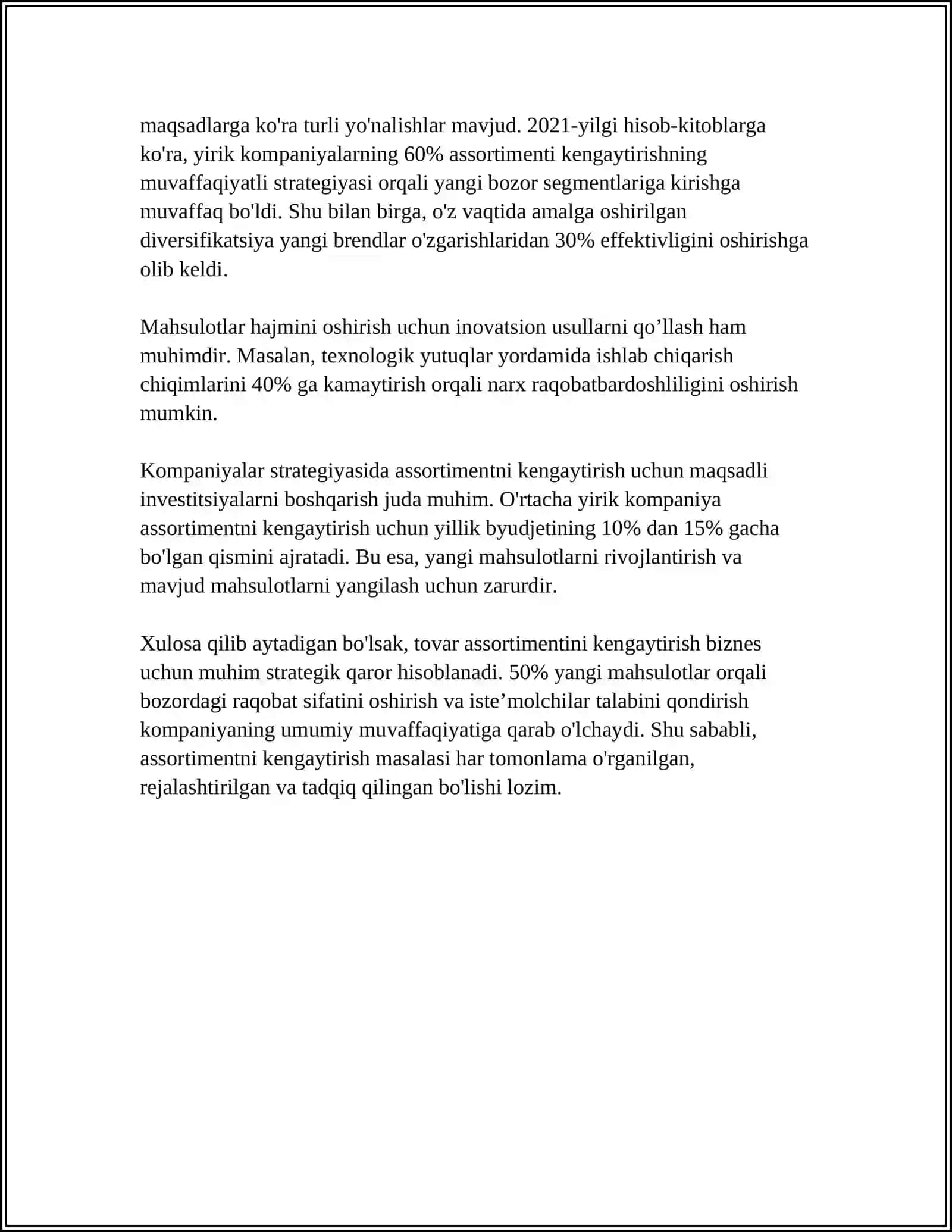 ISHLAB CHIQARISH KORXONALARIDA TOVAR ASSORTIMENTINI KENGAYTIRISH STRATEGIYASI 4