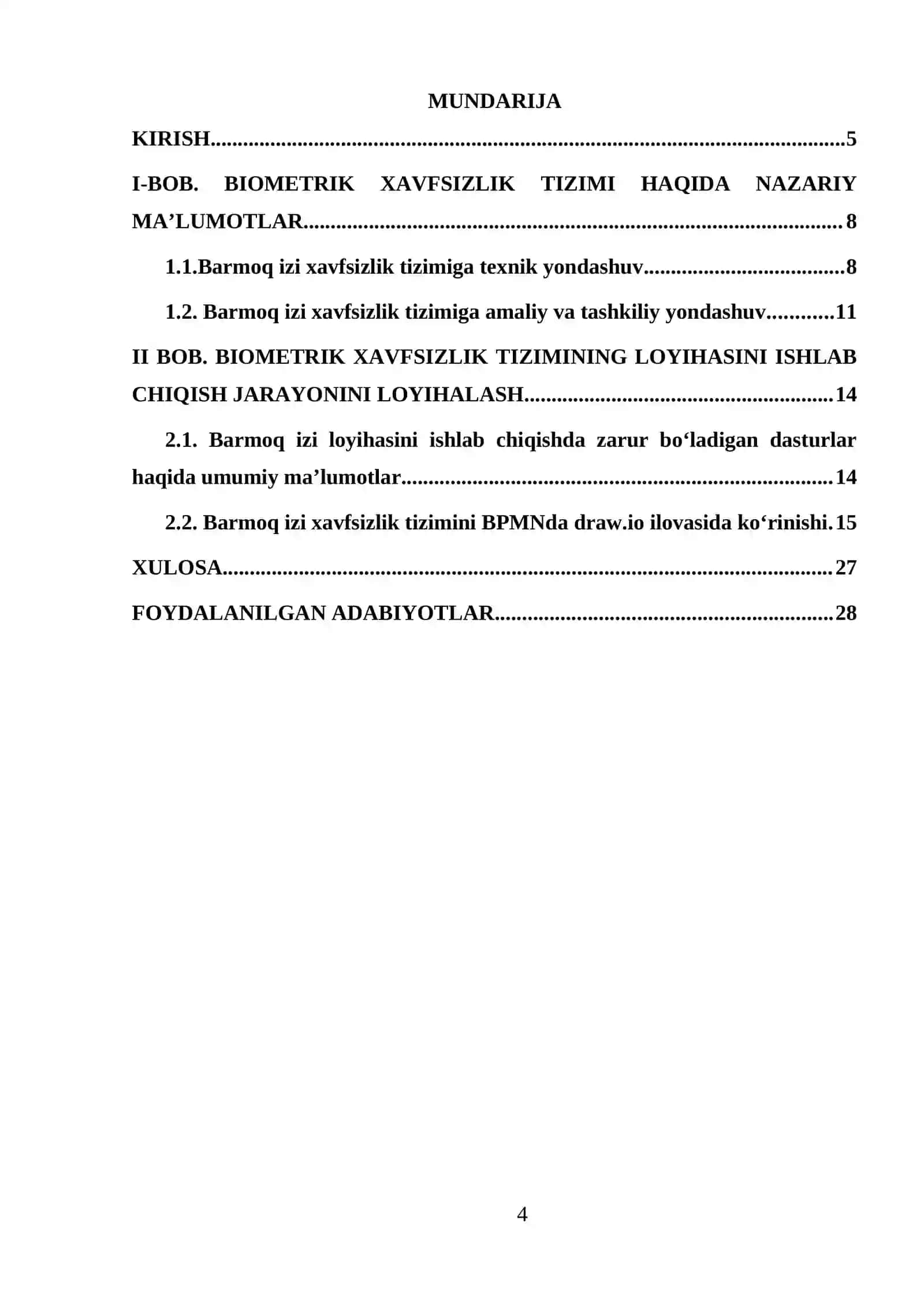 Biometrik xafsizlik tizimining loyihasini ishlab chiqish 4