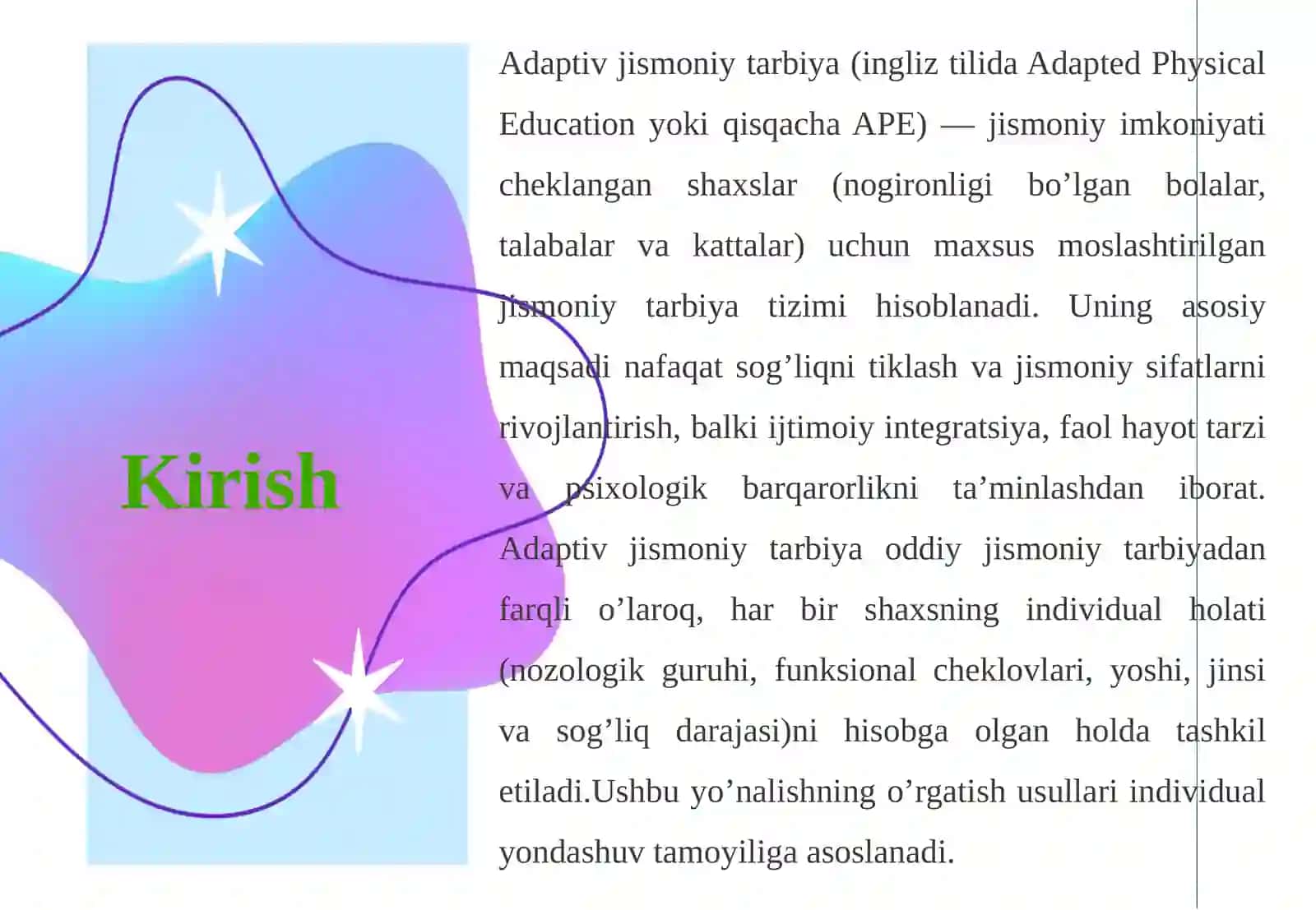 ADAPTIV JISMONIY TARBIYA BO’YICHA O’RGATISH USULLARI 4