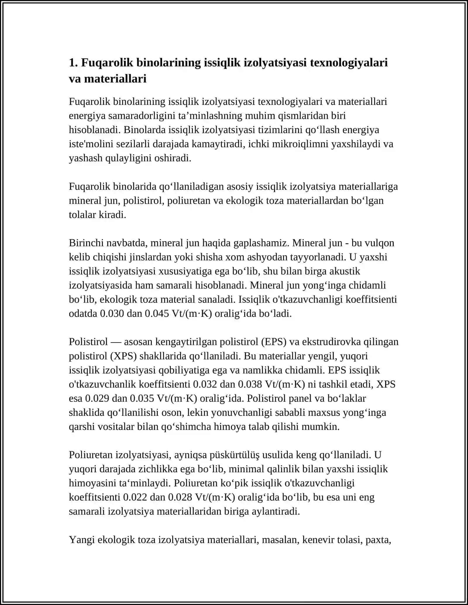 FUQOROLIK BINOLARNING ENERGIYA SAMARADORLIGINI TA’MINLASHNING MUHANDISLIK USULLARI 4
