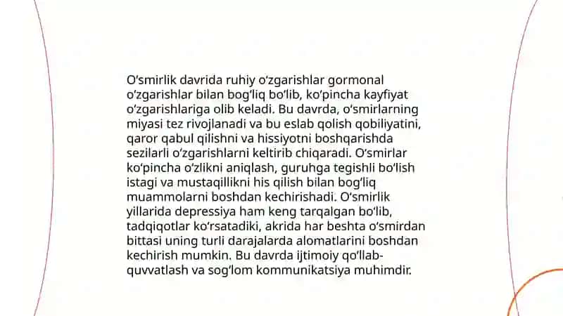 Oʻsmirlik davri va oʻspirinlik davri 4