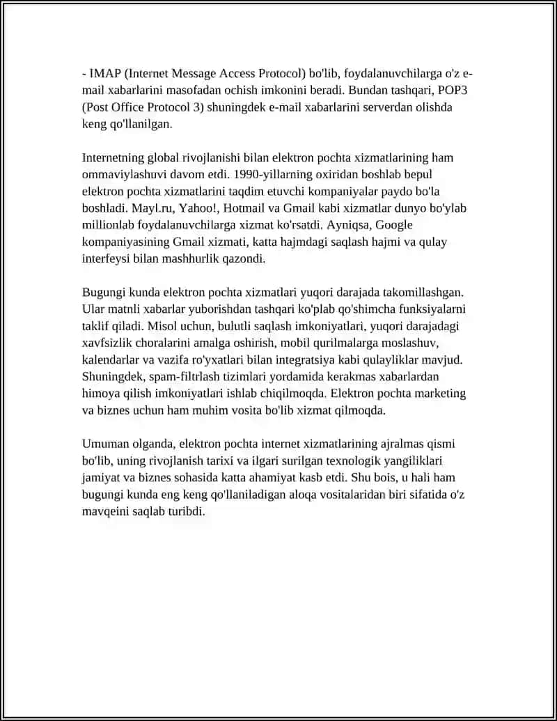 INTERNET VA INTERNET XIZMATLARI.ELEKTRON POCHTA XIZMATLARI 4