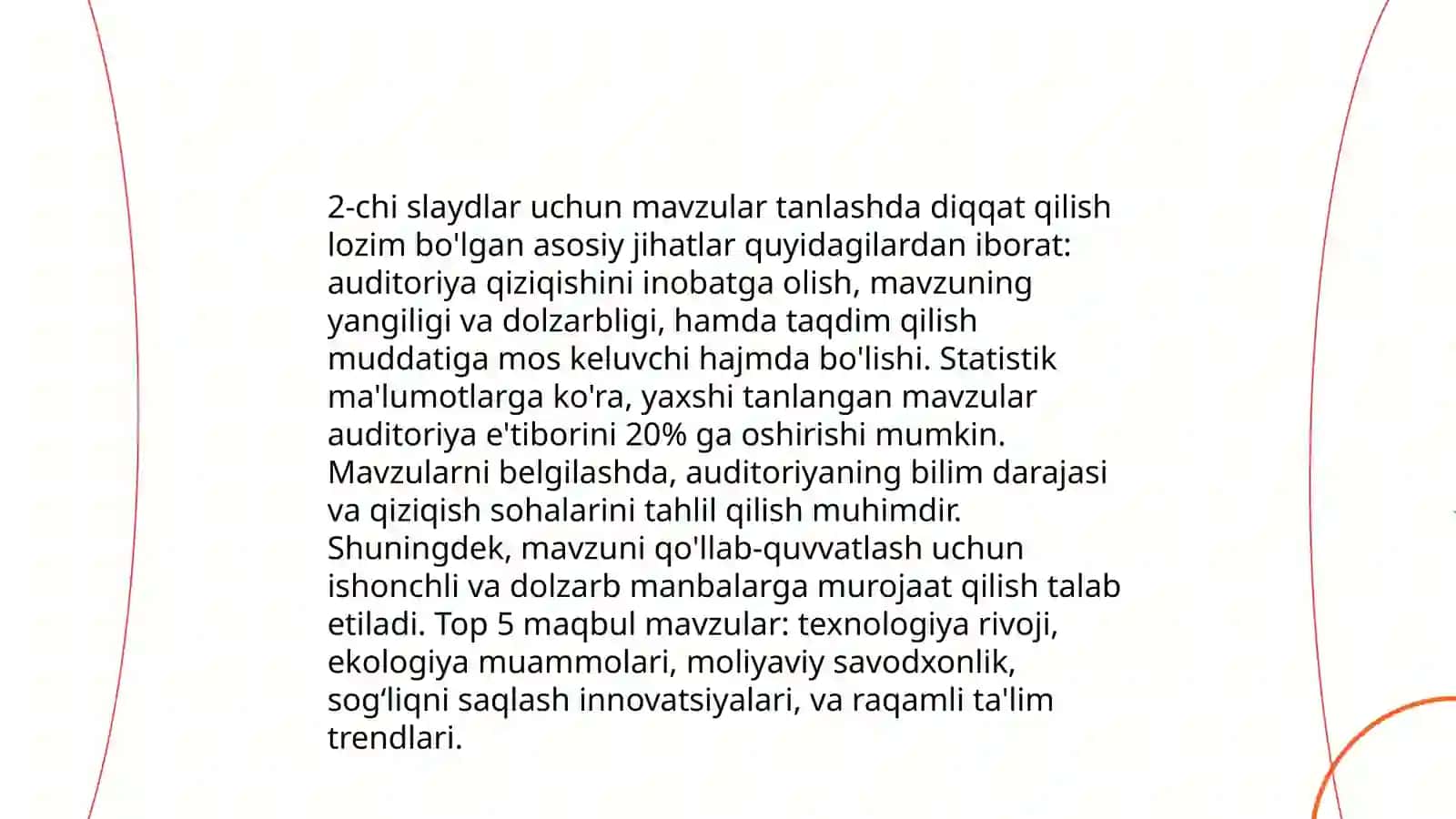 PowerPointda sohaga oid taqdimotlar tuzish, ularga animasiya va yeffektlar qo'shish.Taqdimotlarni namoish qilish yollari 4