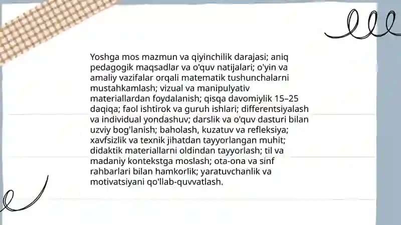 Matematik ertaliklarni tayyorlash va õtkazish metodikasi 1-4 sinf misollarida 4