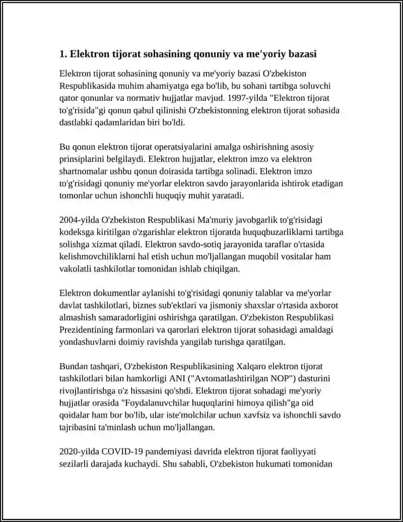 O'ZBEKISTON RESPUBLIKASIDA ELEKTRON TIJORATNING RIVOJLANISH XOLATI 4