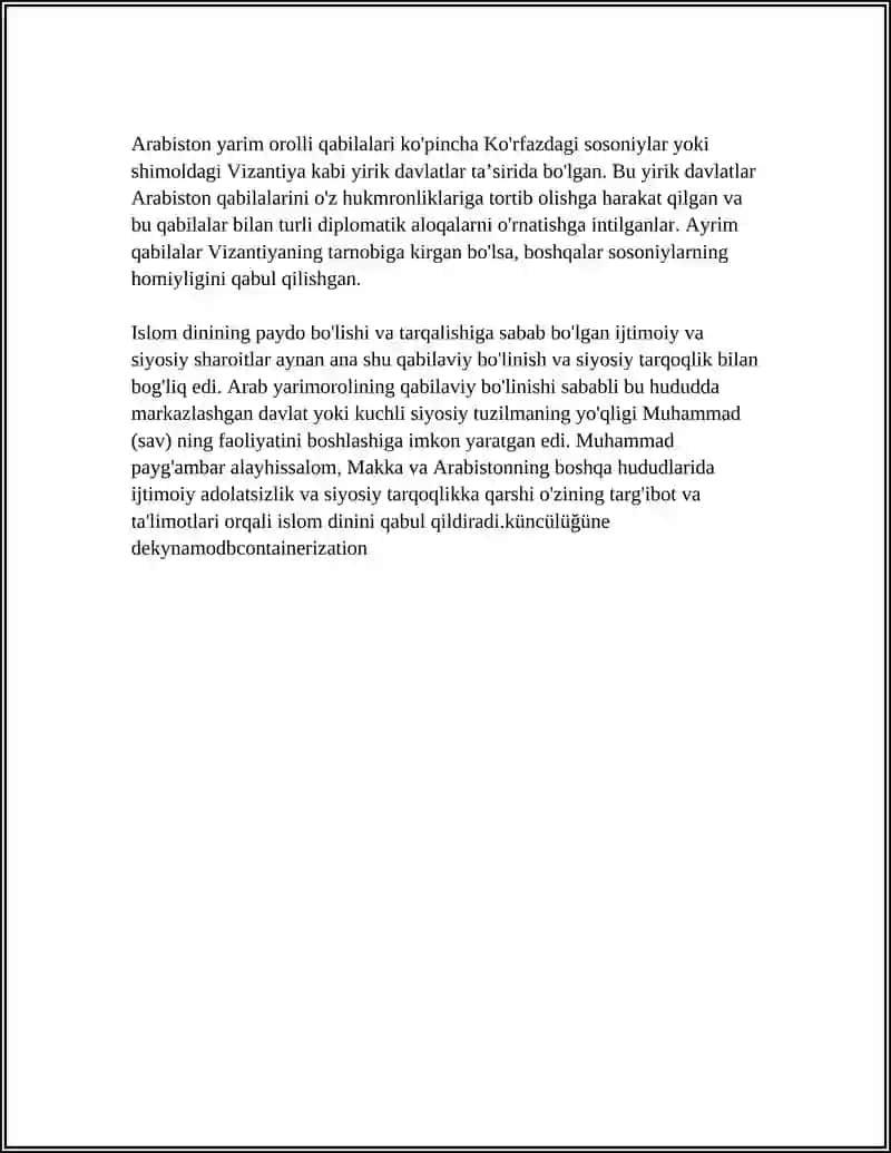 ISLOM DININING PAYDO BOʻLISHIDAGI IJTIMOIY SIYOSIY SHAROITLAR 4