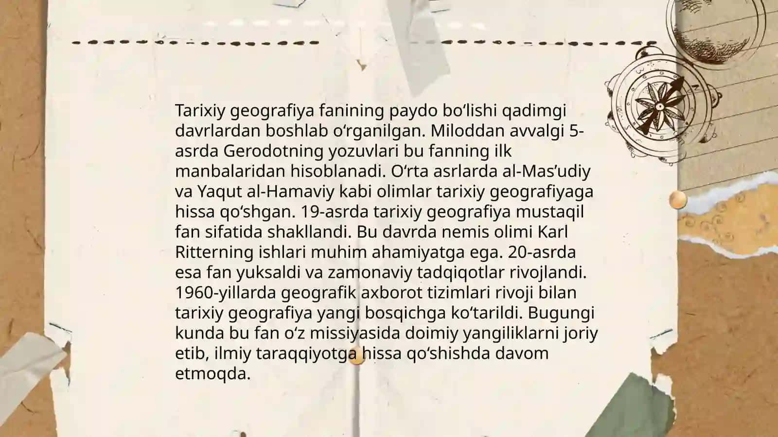 Tarixiy geografiyaga Kirish. Fanning maqsadi va vazifalari 4