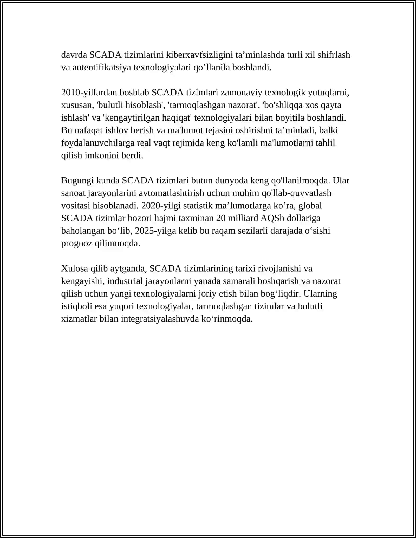 SCADA TIZIMLARI ARXITEKTURASI 4