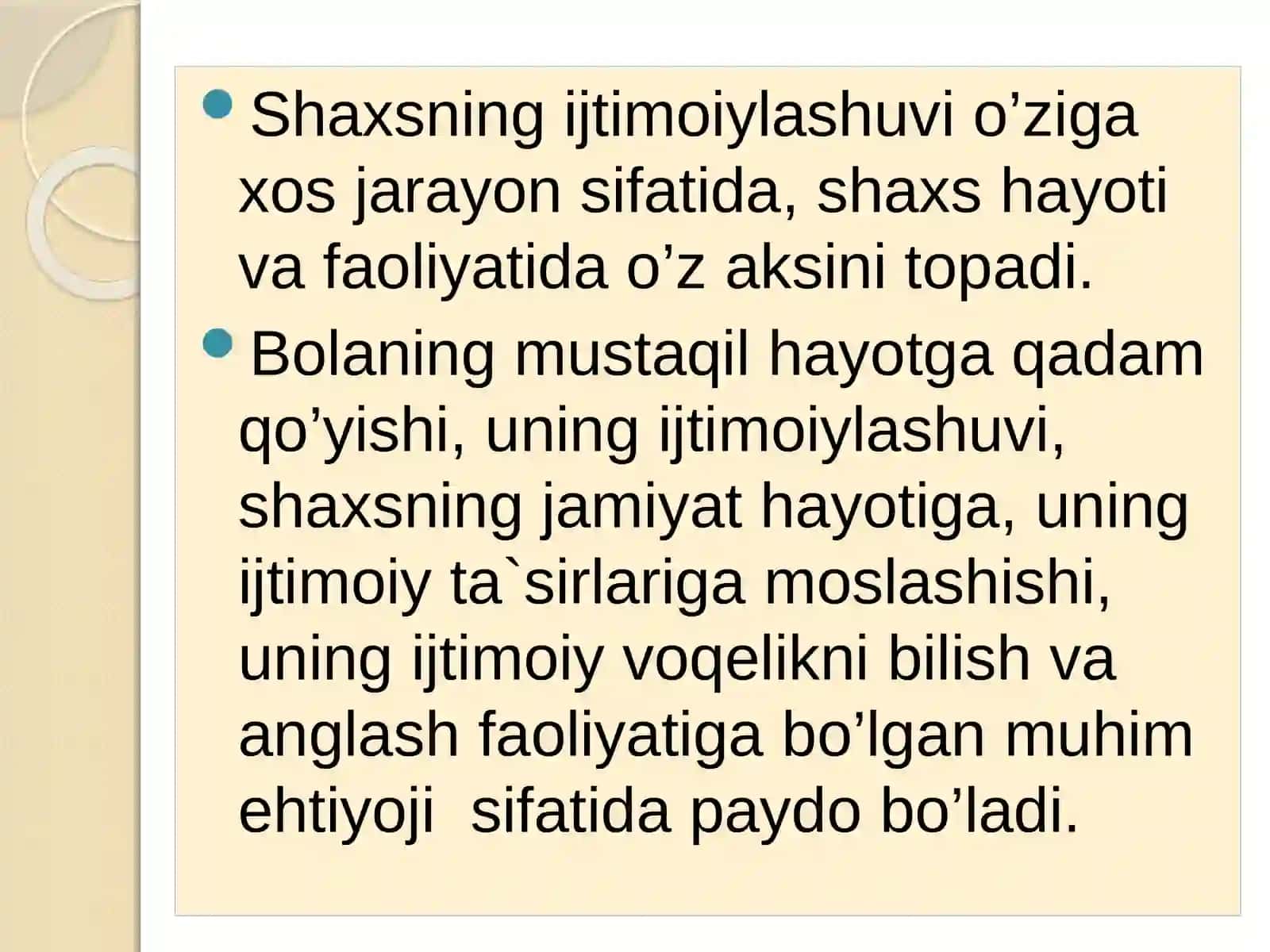 Ijtimoiylashuv (sotsializatsiya) va shaxs rivojlanishi 4