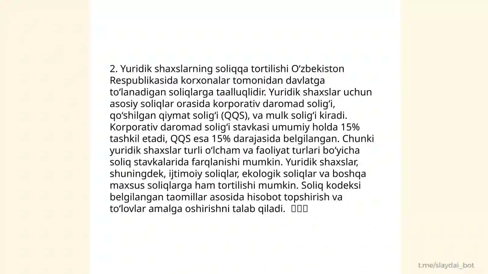 Yuridik shaxslar va soliqqa oid qonunchilik 4