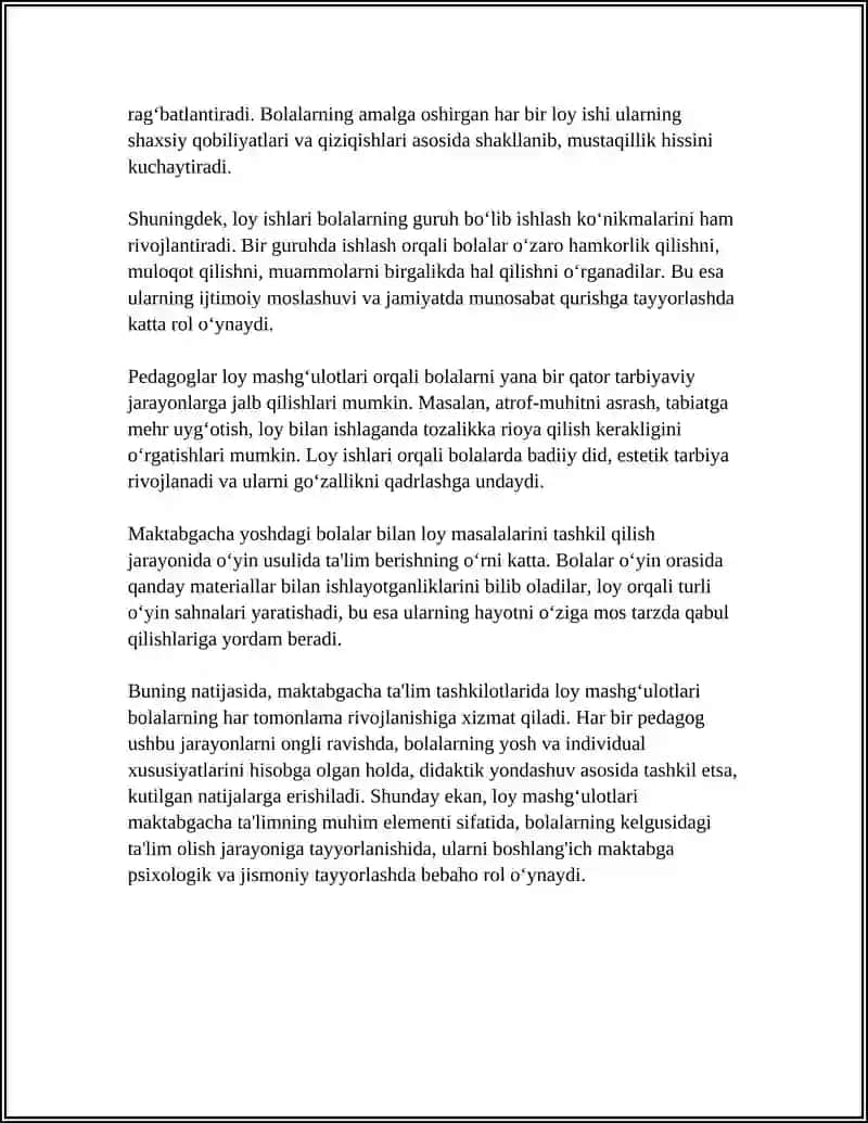 MAKTABGACHA TALIM TASHKILOTLARIDA LOY MASHGʻULOTLARI 4