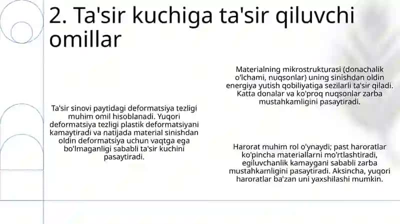 Materiallarning zarbiy qovushoqligini aniqlashni o'rganish 4