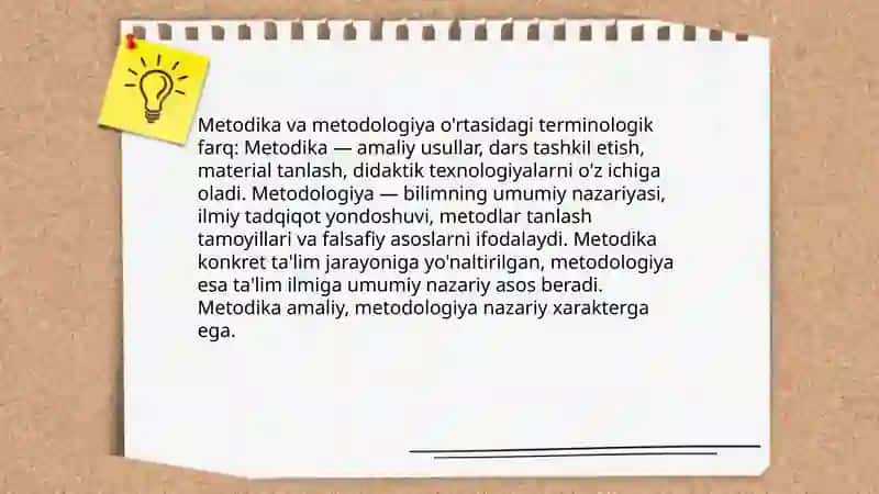 Metodik xaqida tushunchalar va uning turlari 4