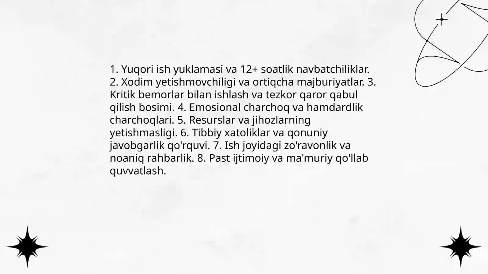 Tibbiyot xodimlarida emotsional holatlarning o'ziga xosligi: stress va uning bosqichlari, bartaraf etish yo'llari 4