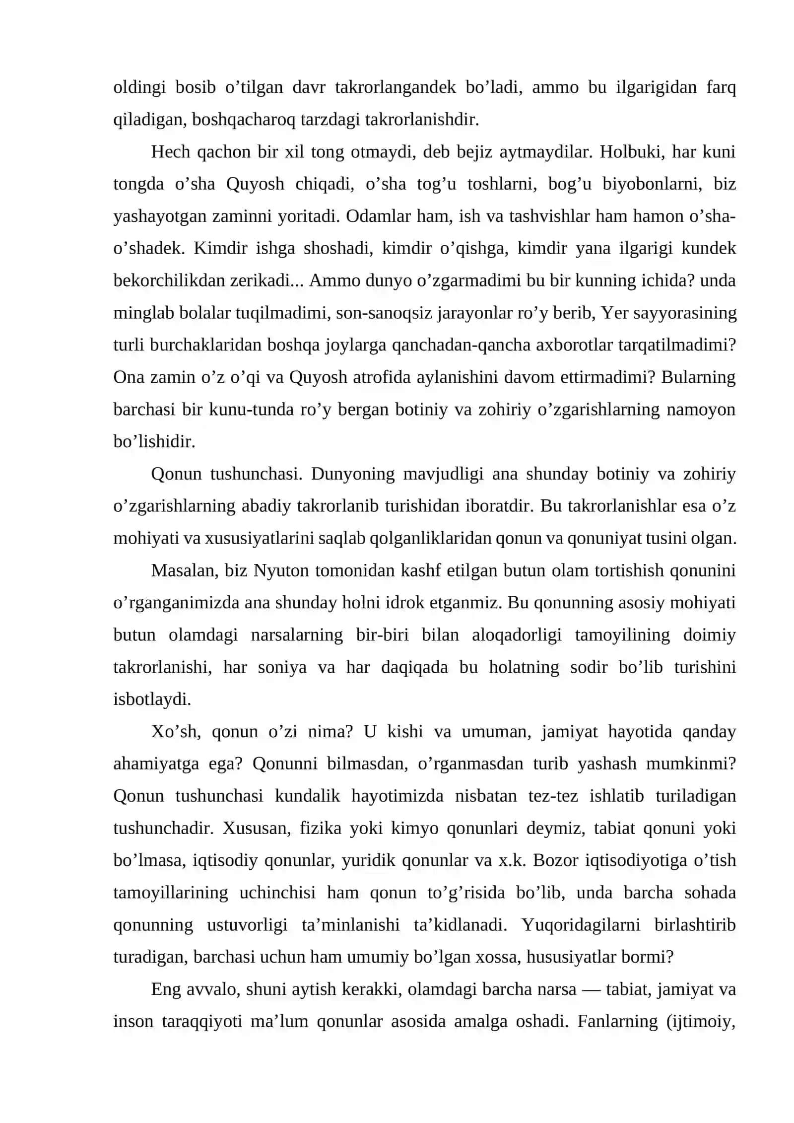 Rivojlanish va o’zaro aloqadorlikning umumiy qonuniyatlari. Falsafiy qonunlar 4