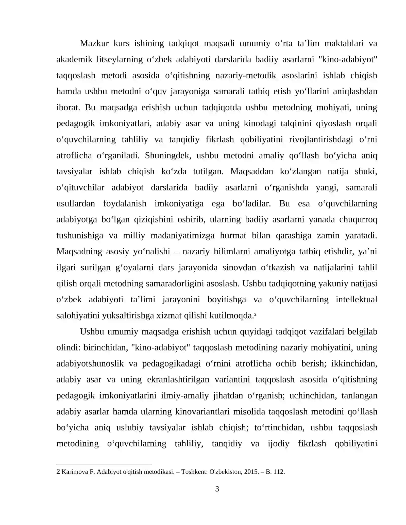 Adabiy asarlarni ,,kino-adabiyot" taqqoslash metodi orqali oʻqitish 4