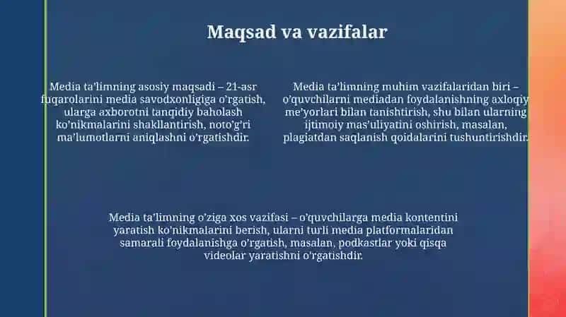 Nokasbiy media ta'lim xususiyatlari 4