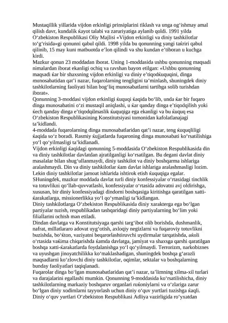 Vijdon Erkinligi Buzish Jinoiy Huquqiy Tavsifi 4