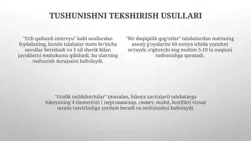 Boshlangʻich sinflarda matn ustida ishlash yuzasidan umumiy tafsiyalar 4