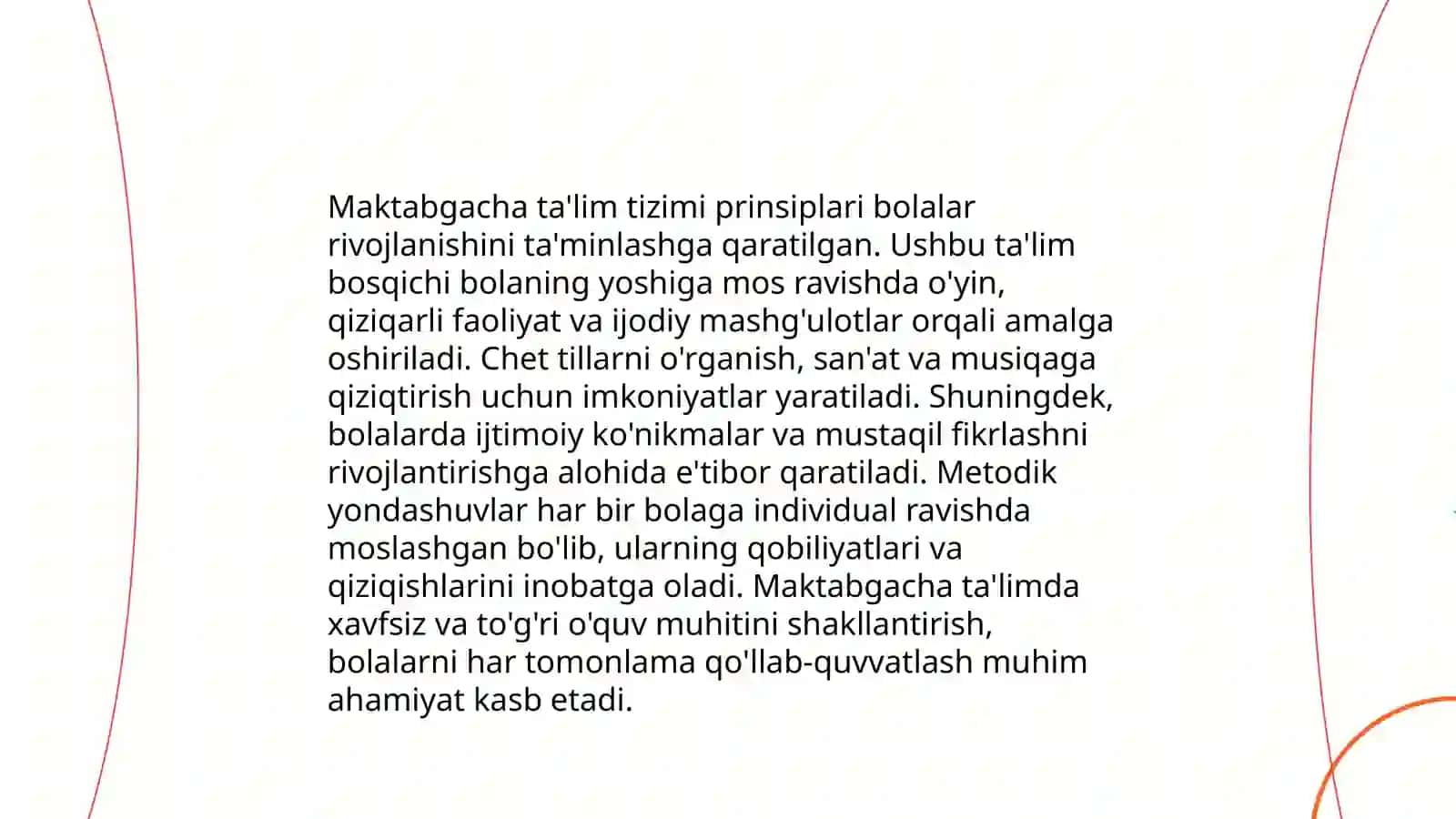 O'zbekiston Respublikasining "Maktabgacha ta'lim va tarbiya to'g'risida"gi Qonuni 4