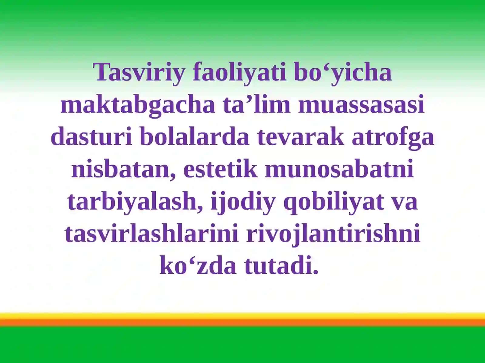 Maktabgacha yoshdagi bolalarning tasviriy qobiliyati va ijodkorlikligini rivojlantirish 4